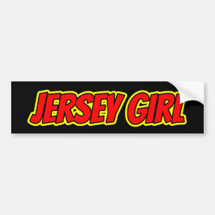 Red and Yellow Comic Jersey Girl  Bumper Sticker
