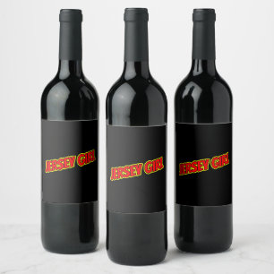 Red and Yellow Comic Jersey Girl  Wine Label