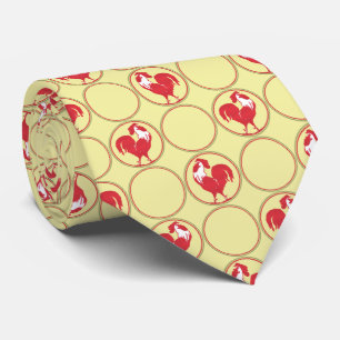 Red and Yellow Country Rooster Pattern Tie