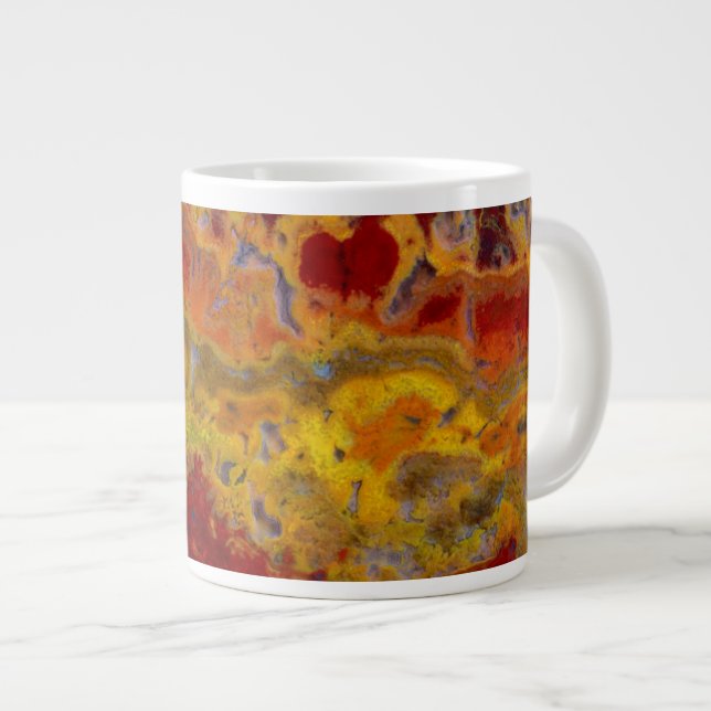Red and yellow Crayloa Jasper Large Coffee Mug (Front Right)