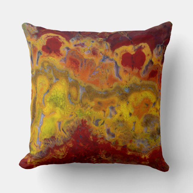 Red and yellow Crayloa Jasper Throw Pillow (Front)