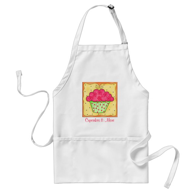 Red and Yellow Cupcake Apron Business Personalized (Front)