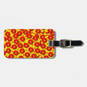 Red and yellow dahlia flowers luggage tag