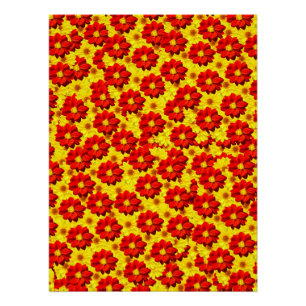 Red and yellow dahlia flowers poster