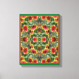 Red And Yellow Daisy Flowers Abstract  Canvas Print