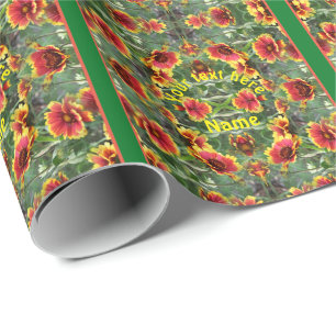 Red And Yellow Daisy Flowers Personalized Wrapping Paper
