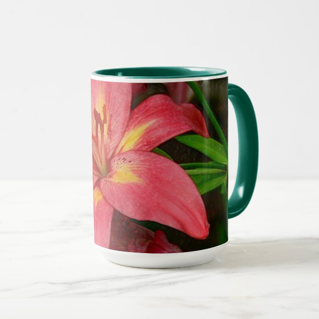 RED AND YELLOW DAYLILY COFFEE MUG (Front Right)
