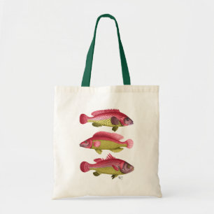 Red and Yellow Fantasy Fish Trio Tote Bag