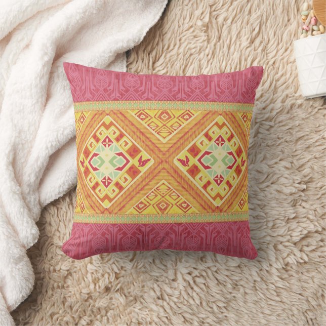 Red and Yellow  Feathers Throw Pillow (Blanket)