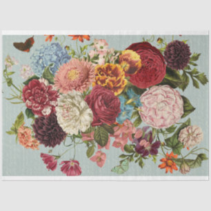 Red and yellow -floral-bouquet decoupage tissue paper