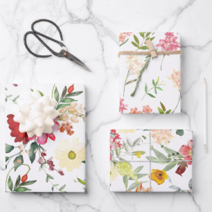 Red and Yellow Floral Wrapping Paper Sheet