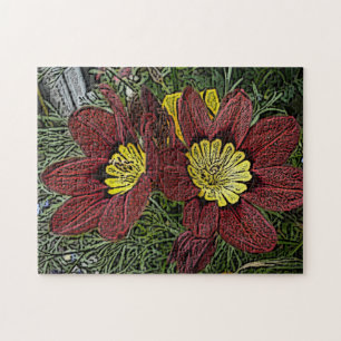 red and yellow flower summer bulbs floral jigsaw puzzle