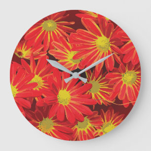 Red and Yellow Flowers 1 Large Clock