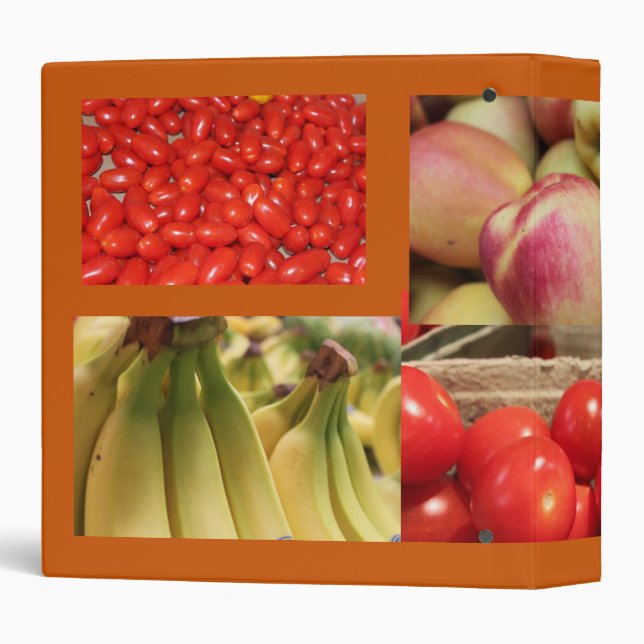 red and yellow fruits and vegetables binder (Back/Spine)