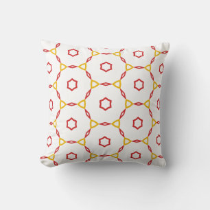 Red and Yellow Geometric Pattern Throw Pillow