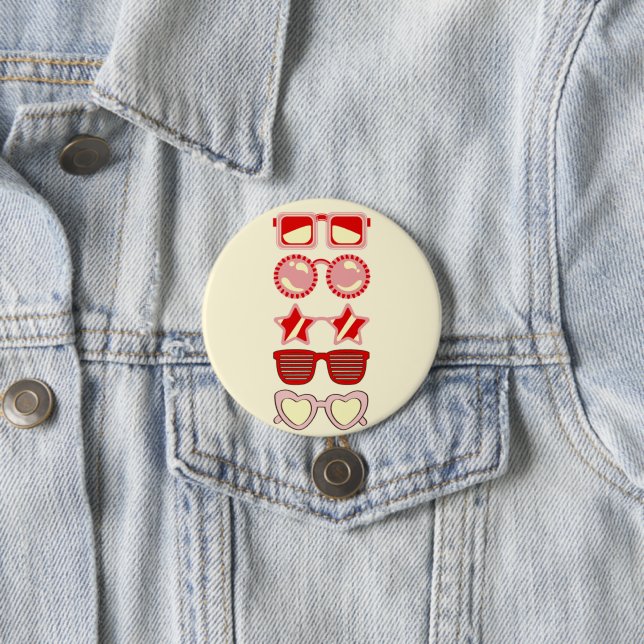 red and yellow glasses game day button (In Situ)