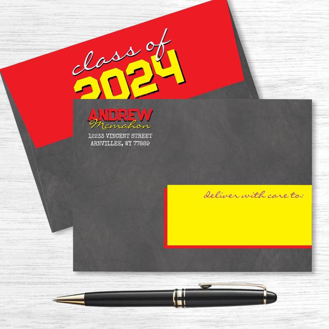 Red and Yellow Graduation Chalkboard Envelopes (Creator Uploaded)