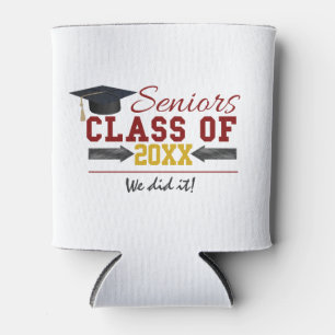 Red and Yellow Graduation Gear Can Cooler