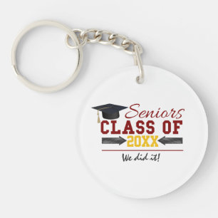 Red and Yellow Graduation Gear Keychain