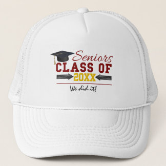 Red and Yellow Graduation Gear Trucker Hat