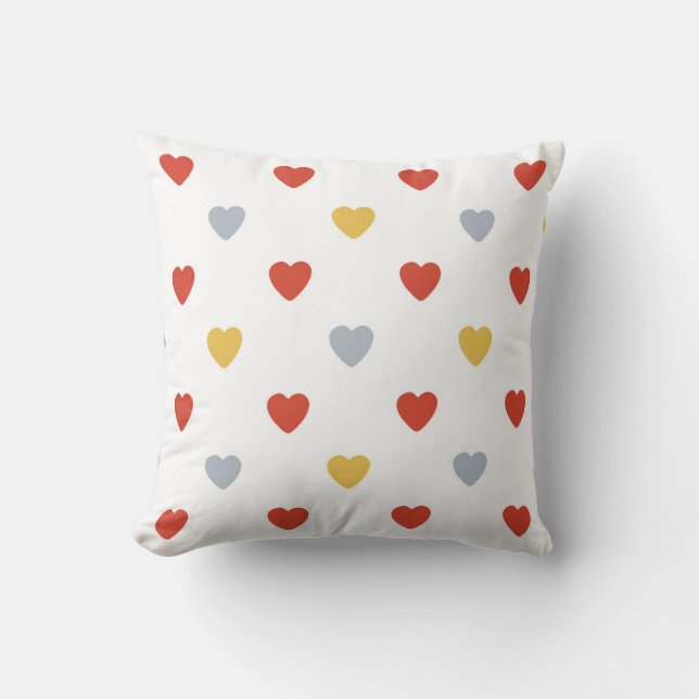 Red And Yellow Hearts Throw Pillow (Front)