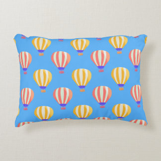 Red and Yellow Hot Air Balloons Pattern Accent Pillow