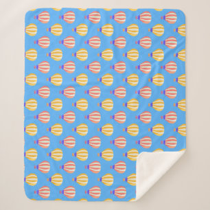 Red and Yellow Hot Air Balloons Pattern Sherpa Blanket