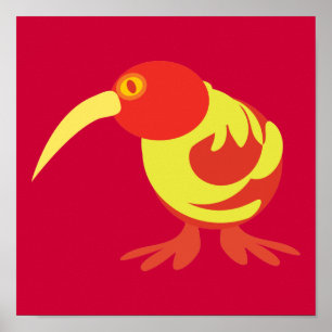 Red and yellow Kiwi Poster