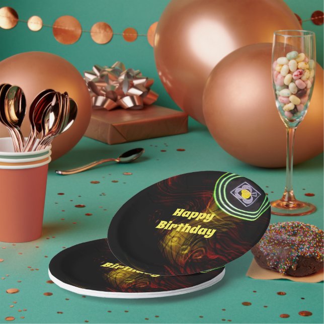 Red And Yellow Lawn Bowl, Birthday Paper Plates (Multi)