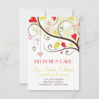 Red and Yellow Lovebirds Reception Card Invites