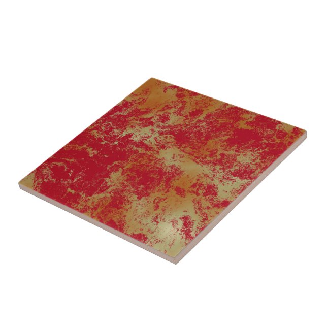 red and Yellow marble abstract Tile (Side)