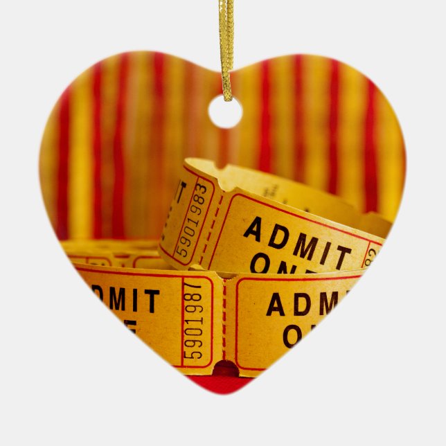Red and Yellow Movie Tickets Ceramic Ornament (Front)
