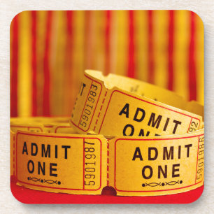 Red and Yellow Movie Tickets Coaster