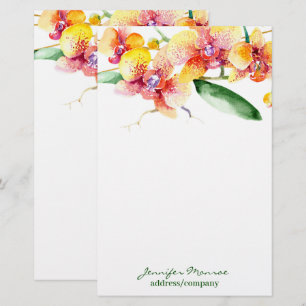 Red and yellow orchids personalized stationery