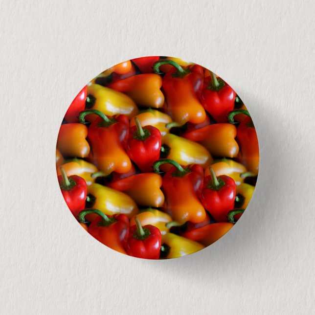 Red and Yellow Peppers 1 Inch Round Button (Front)