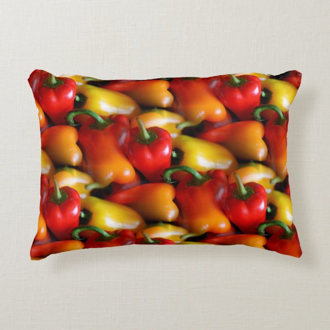 Red and Yellow Peppers Accent Pillow (Front)