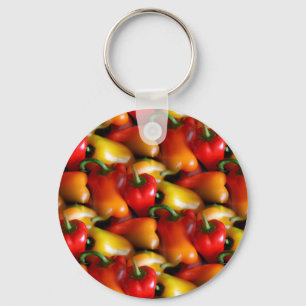Red and Yellow Peppers Button Keychain