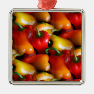 Red and Yellow Peppers Ceramic Ornament