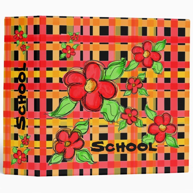 Red And Yellow Plaid Binder (Front/Spine)