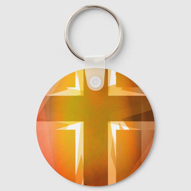Red and yellow religious cross keychain (Front)