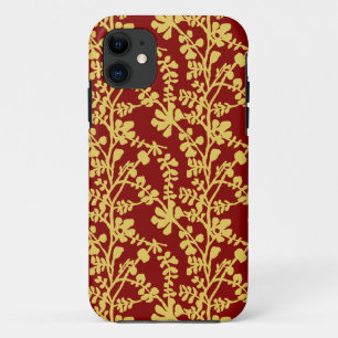 Red And Yellow Repeating Plant Pattern Bandana iPhone 11 Case