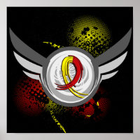 Red And Yellow Ribbon And Wings Hepatitis C