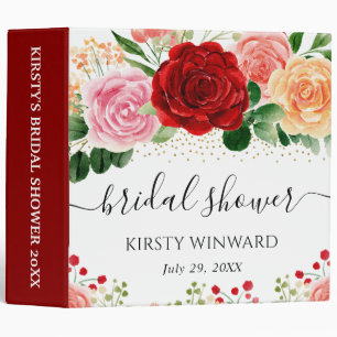 Red and Yellow Roses Bridal Shower Photo Album Binder