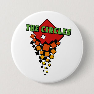 Red and Yellow Squares with Green the Circles Text 3 Inch Round Button