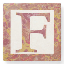 Red and Yellow Stone Marbled Monogram  F
