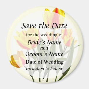 Red and Yellow Striped Tulips Save the Date Magnet