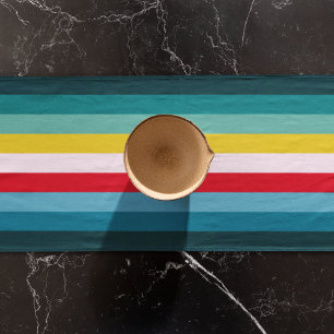 Red and Yellow Stripes in between Blue Shades Long Table Runner