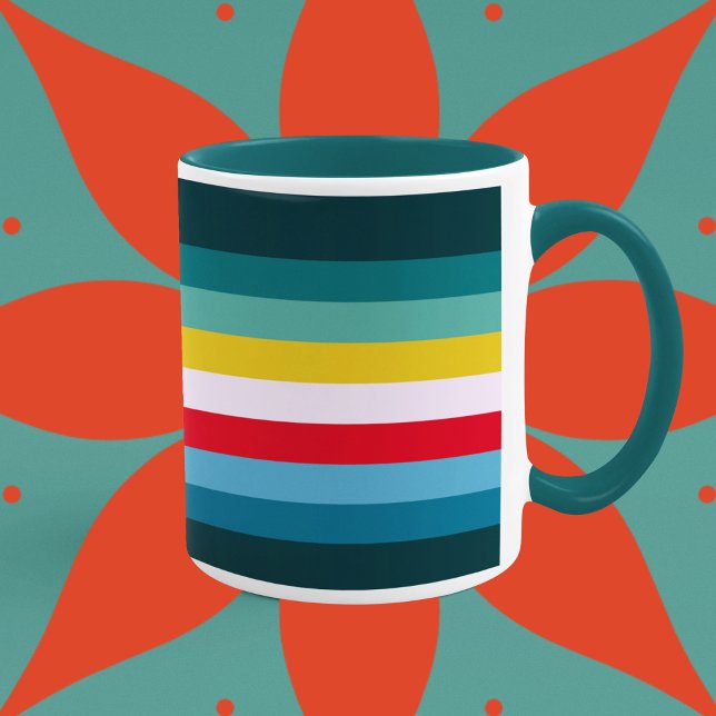 Red and Yellow Stripes in between Blue Shades Mug (Mugs and cups)