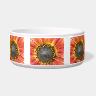 Red and Yellow Sunflower Dog Bowl