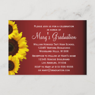 Red and Yellow Sunflower Graduation Invitation